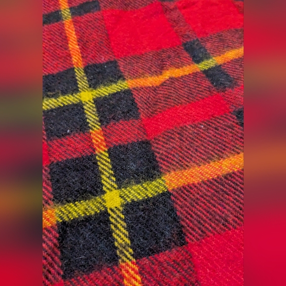 Vtg 60 s Picnic/StADIUM Plaid Faribo Wool Blanket approx. 50”x51 100%  USA - Picture 3 of 7